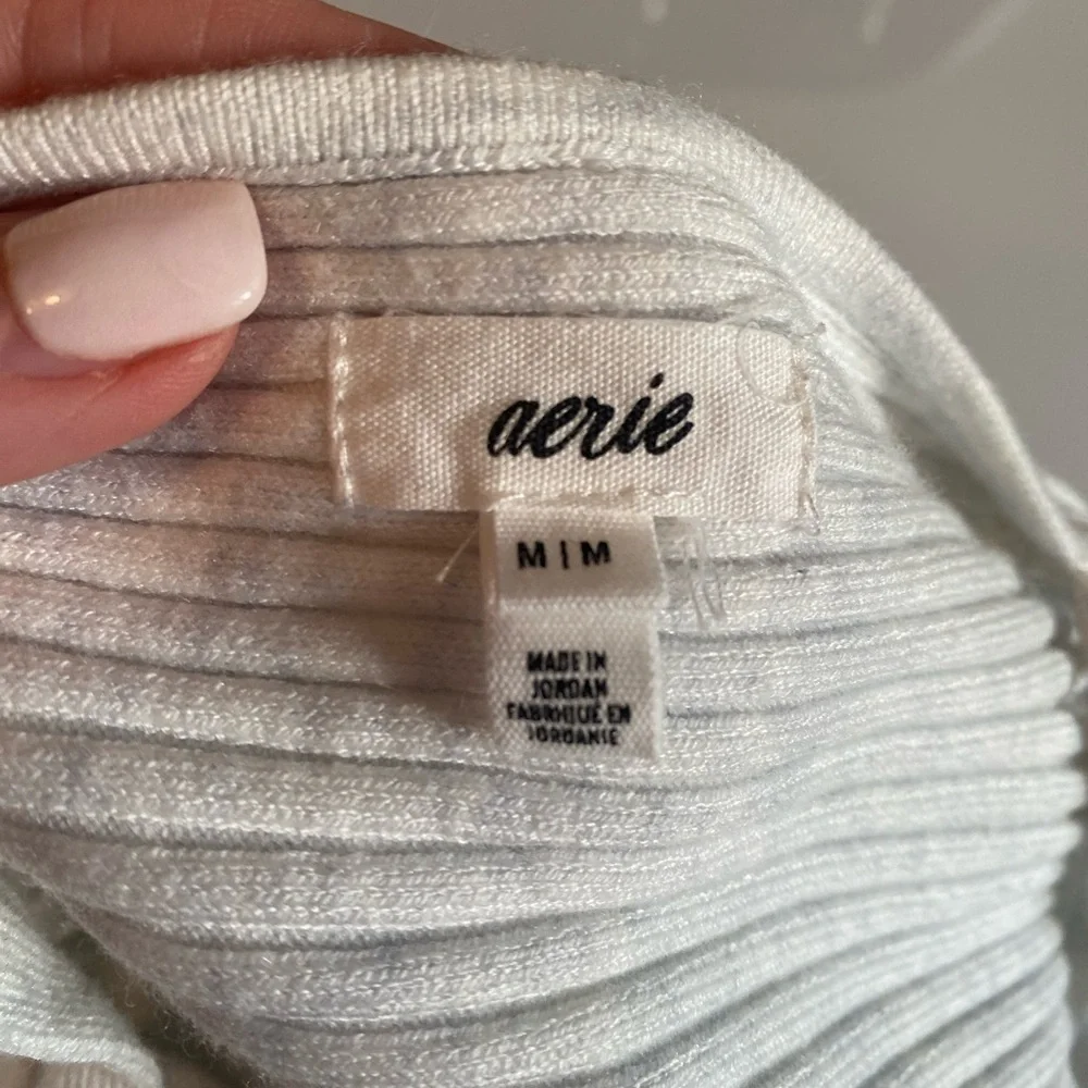 Aerie Light Weight Heather Grey Sweater Crop Top Size M - Picture 6 of 6